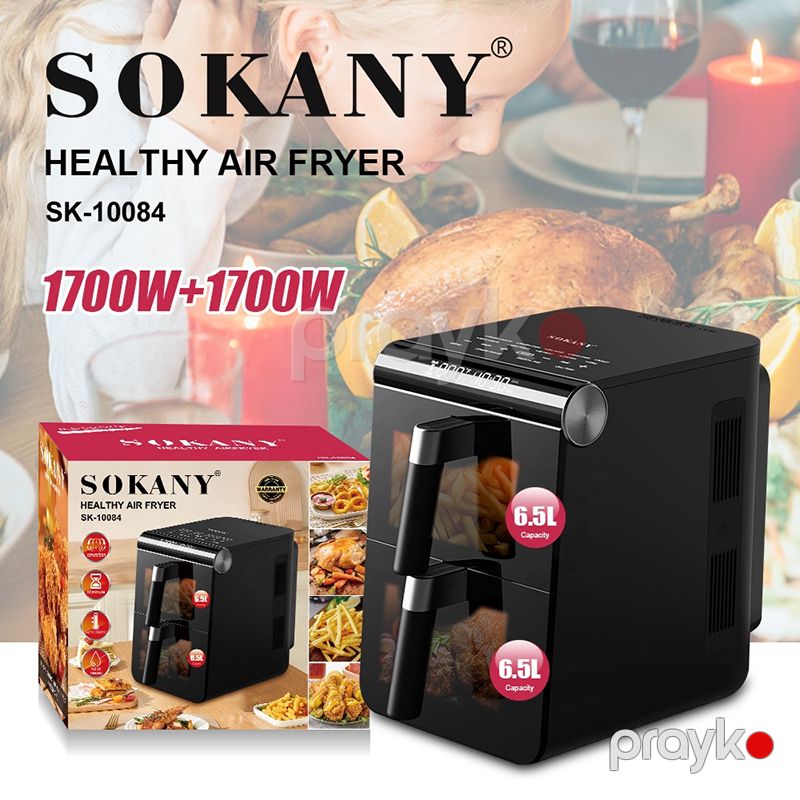 Sokany Airfryer SK-10084 12-13L ikiqat Hava Fritöz Soba Qara Rəqəmsal Displeyli ağıllı hava fritözü — Digər mətbəx texnikası, Bakı (3)