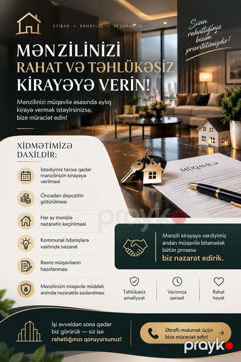 Bakıda obyektlərin uzunmüddətli icarəyə verilməsi Mənzil, villa — Bakı