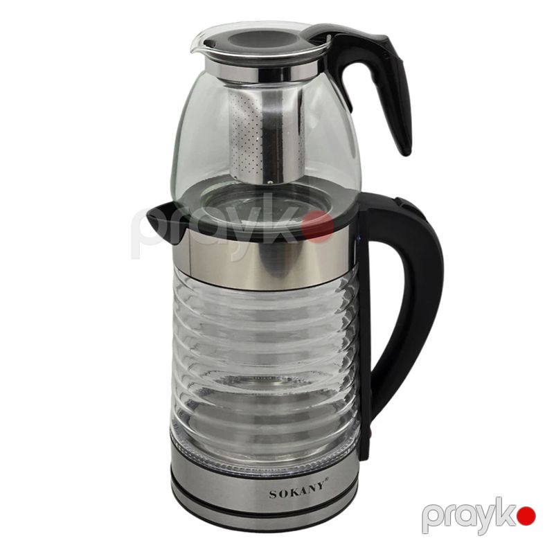 Sokany Çay Dəmləyicisi SK-09054 Şüşə Elektrik Çaydanı 0.8 l dəmləyicili stəkan, həcmi 2.2L 1500 Vt — Elektrik çaydanları və termoslar, Bakı (5)