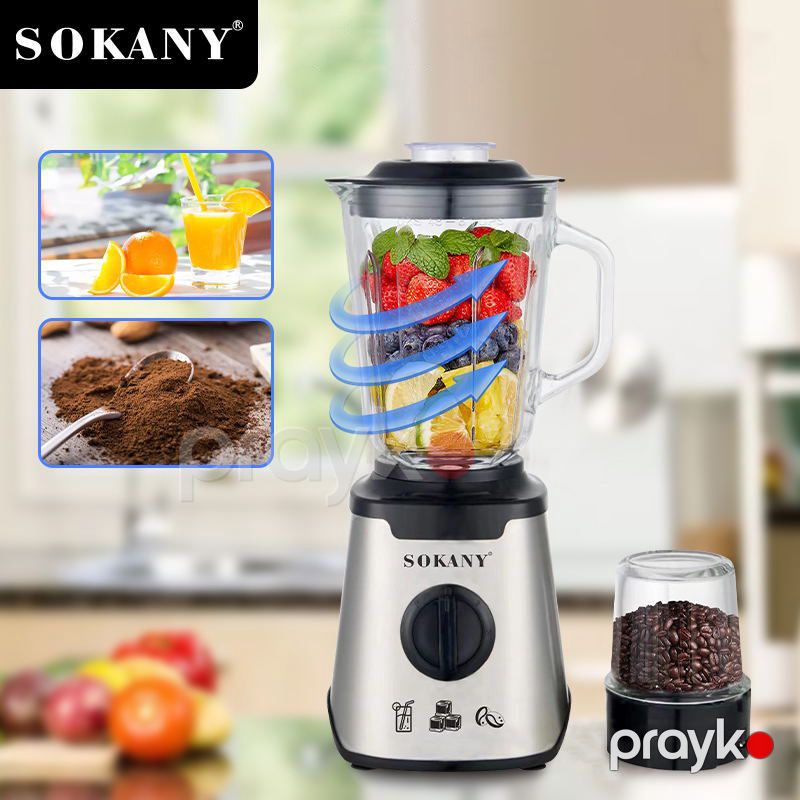 Sokany 2-si 1 Arada Çoxfunksiyalı Şüşə Blender 1.5L Tutuma Məxsus Professional Seramik Şirəçəkən 500W — Blenderlər, xırdalayanlar və mikserlər, Bakı (2)