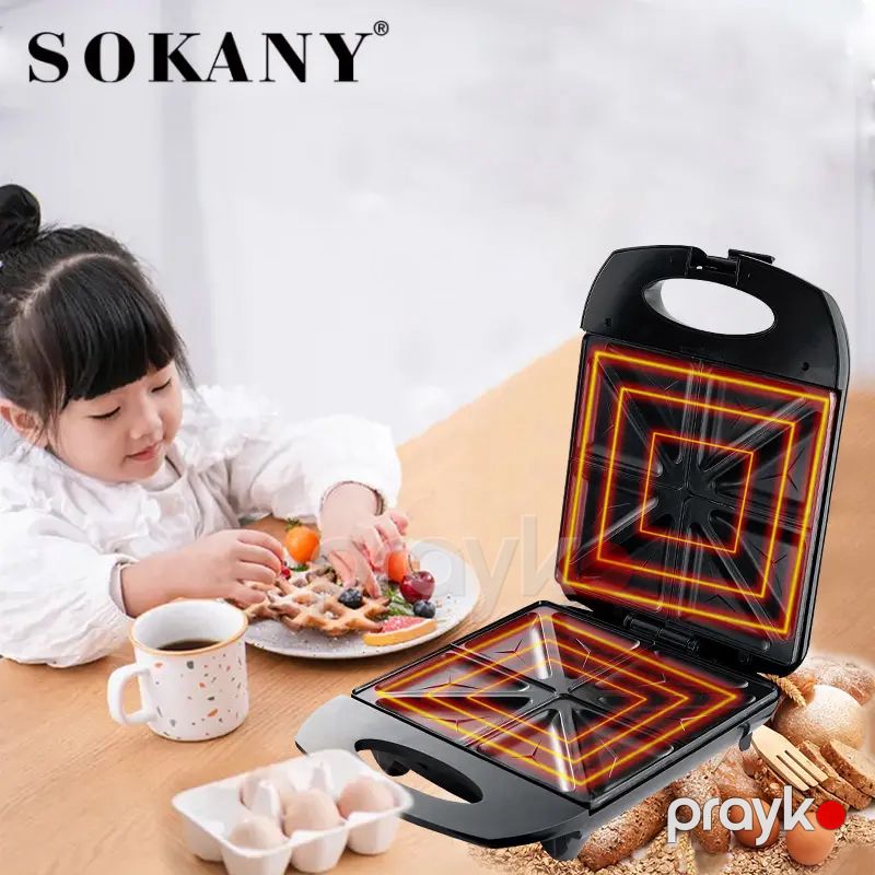 Sokany KJ-127 Elektrikli Qril Toster Sandviç Biftek İzgaralar Hazırlayıcı Toster 1200 W — Toster və vaflyasıcı, Bakı (3)