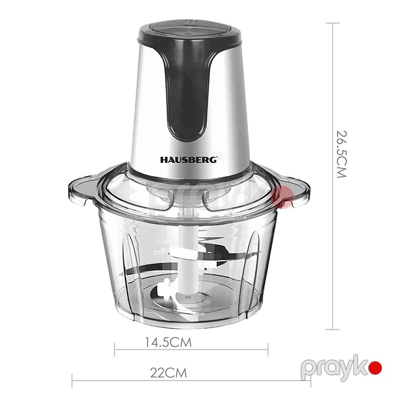 Hausberg HB-4505 Doğrayıcı 400W Meyvə Tərəvəz Təzə Doğranılmış Ət Doğrayıcı 2L — Blenderlər, xırdalayanlar və mikserlər, Bakı (5)