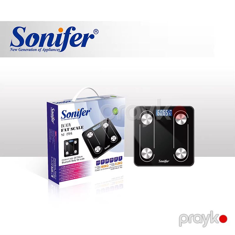 Sonifer SF-1914 LED Ekrana Sahib 180 kq-a Qədər Çəki Üçün Elektron Döşəmə Tərəzisi Ev Üçün Rəqəmsal Şüşə Məişət Tərəzisi — Tərəzi, Bakı (2)