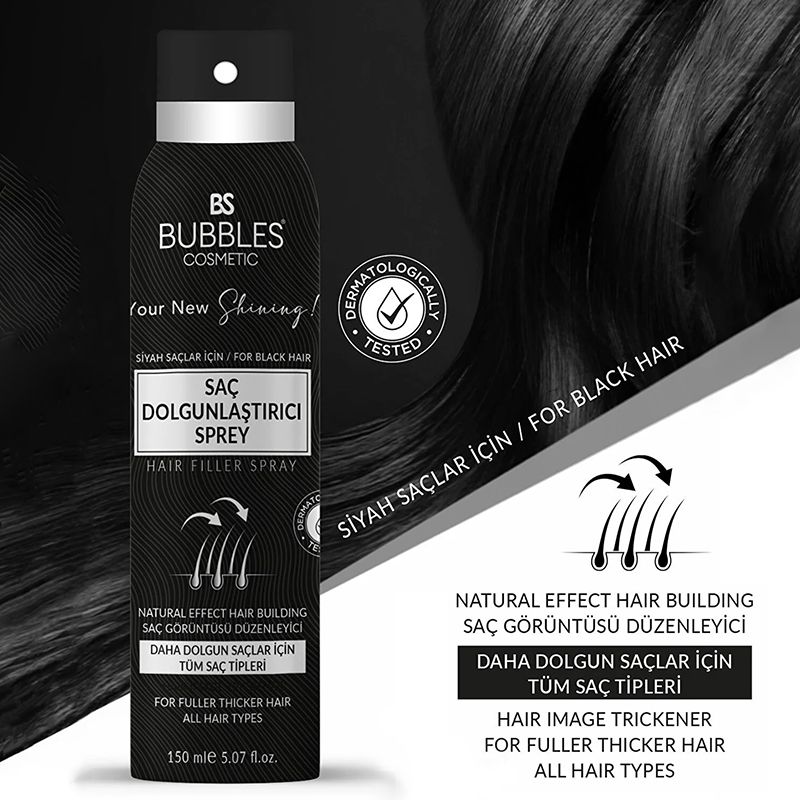 Bs Bubbles Cosmetic Saç Dolğunlaştırıcı Sprey Waterproof 150ml Dolğun Parlaq Saç Effektli Sprey — Saç qayığı, Bakı (2)