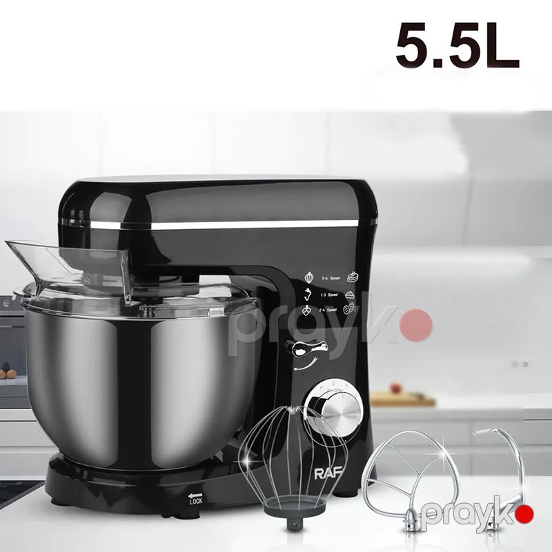 6 Sürət Səviyyəli Elektrikli Xəmir RAF Yoğurma Maşını 1100W Gücə Məxsus Böyük Tutumlu Polad Xəmir Mikseri 5.5L — Blenderlər, xırdalayanlar və mikserlər, Bakı (6)
