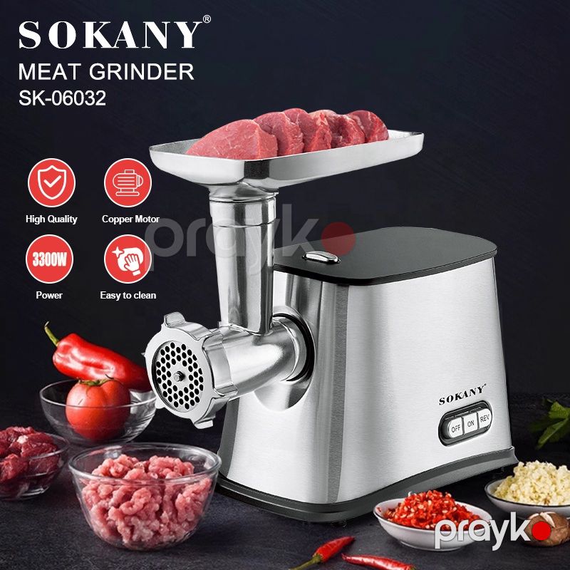 Sokany SK-06032 Paslanmayan Polad Elektrikli Ətçəkən 3000W güclü ət çəkən maşını — Digər mətbəx texnikası, Bakı (3)