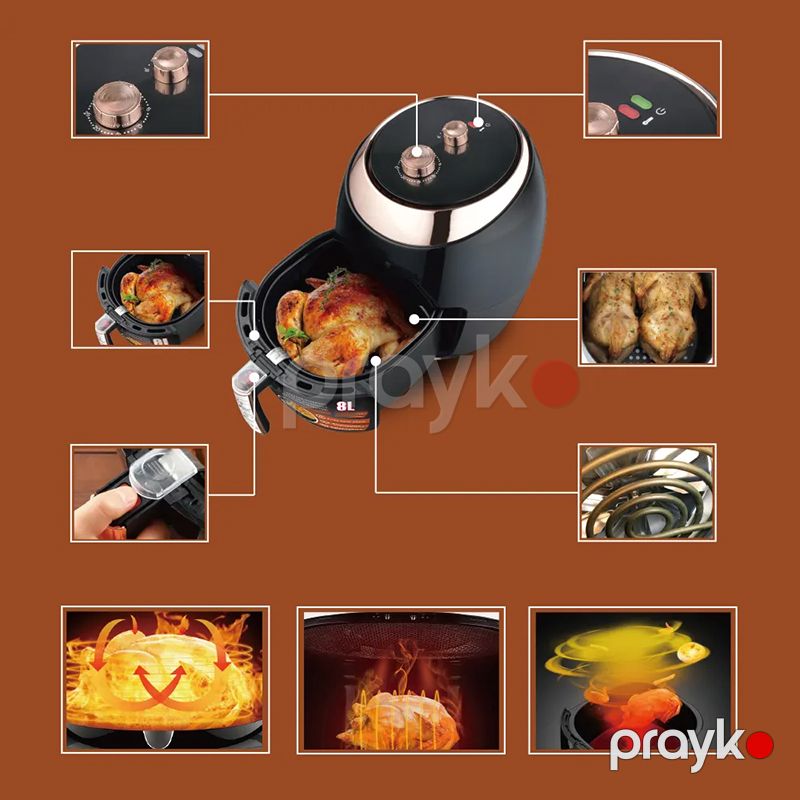 RAF R.5296 Çoxfunksiyalı Elektrikli Qızardıcı Hava Fritöz 1800W Gücündə Böyük Tutumlu 8 L — Digər mətbəx texnikası, Bakı (4)