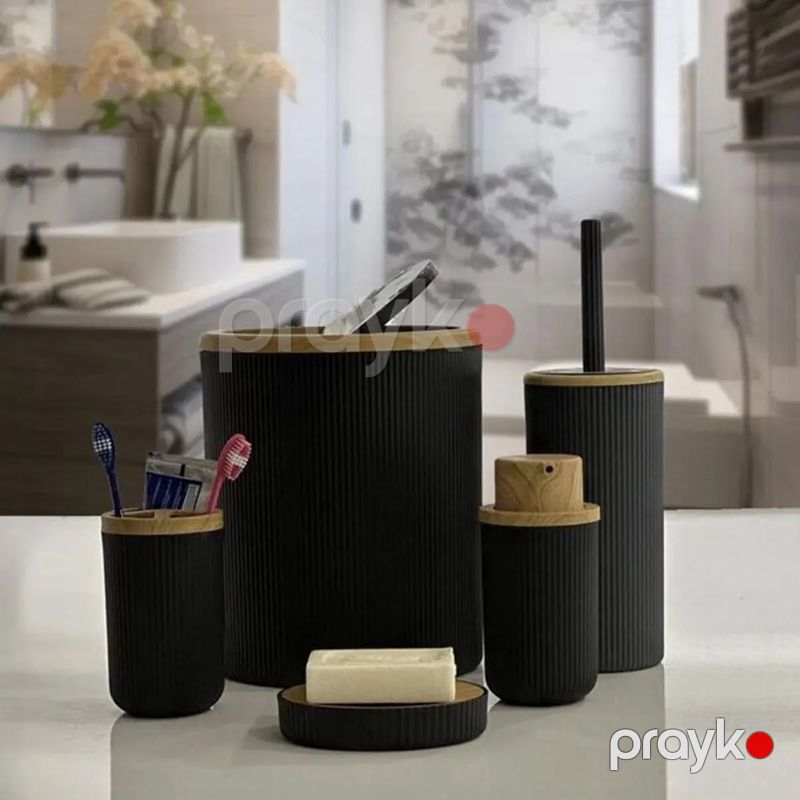 5-Li Banyo Seti White 5 Parçalı Hamam Dəsti Taxta Naxışlı Yuvarlak Hamam Dəsti 5 Parçalı Hamam Dəsti — Mallar, Bakı (5)