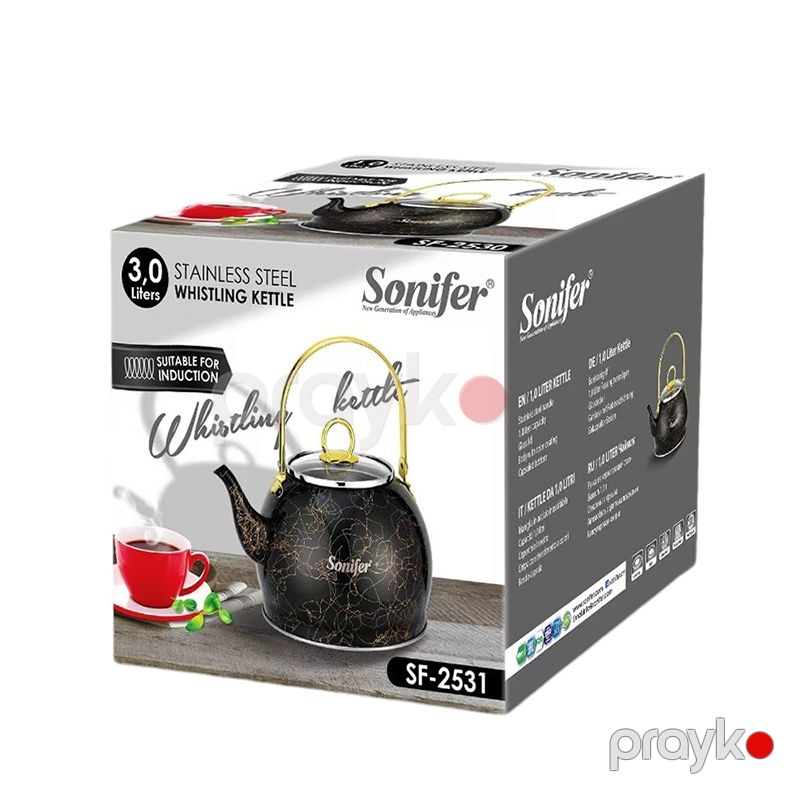 Sonifer 3L Paslanmayan Polad Çaydan SF-2531 Qara Qızılı Rəngli Zərif Su İsidici Polad Çaydan Kettle — Çaynikler və qəhvə qabları, Bakı (4)