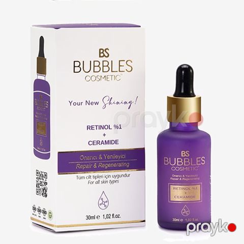 Bs Bubbles Kosmetik Qırış Əleyhinə Gecə Serumu 30 ml Parlaq və Canlı Dəri Üçün Bərpaedici Vitamin A Retinol — Bakı