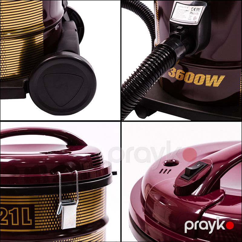 Güclü Sokany Barabanlı Tozsoran 1600w 21l sk-3571 Quru Təmizləmə üçün Peşəkar Tozsoran Qırmızı Döşəmə Tozsoranı — Tozsoran, Bakı (6)