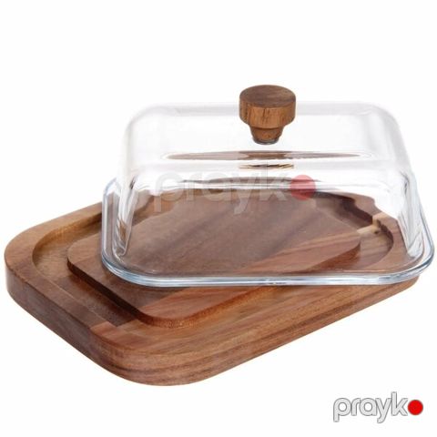 Yağ qabı, bambu, şüşə qapaqlı, 18x12 sm - homestore_vm2157 — Bakı