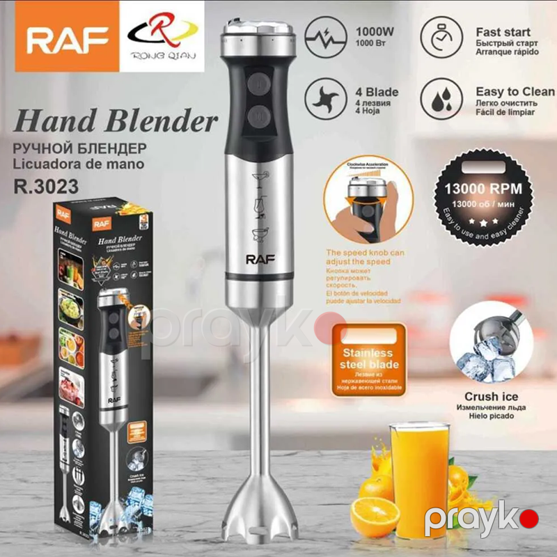 RAF R.3023 - Əl Blenderi, 1000 W Güc, Paslanmayan Polad Bıçaq — Blenderlər, xırdalayanlar və mikserlər, Bakı (2)