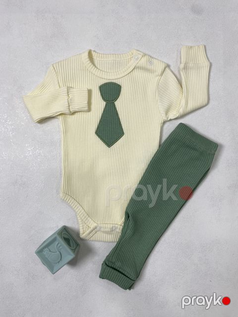 Yenidoğulan üçün dəst, Yaşıl/Bej, Pambıq, ölçü 6-9 ay — Bakı