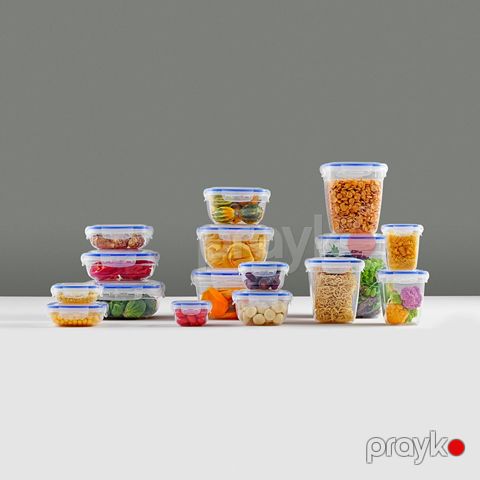 Qida Saxlama Qabı Kilidli 3 Ədəd dərin kvadrat Saxlama qabı Şəffaf Plastik Dəst 575, 1075, 1900 ml — Bakı