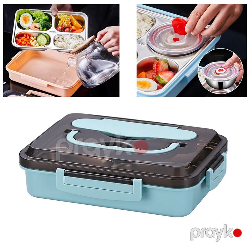 4 Bölməli Lunch box Paslanmayan polad Nahar Qutusu Qida Saxlama Qabı Sku107578 Yemək Saxlama Qabı — Qablar və mətbəx əşyaları, Bakı (4)