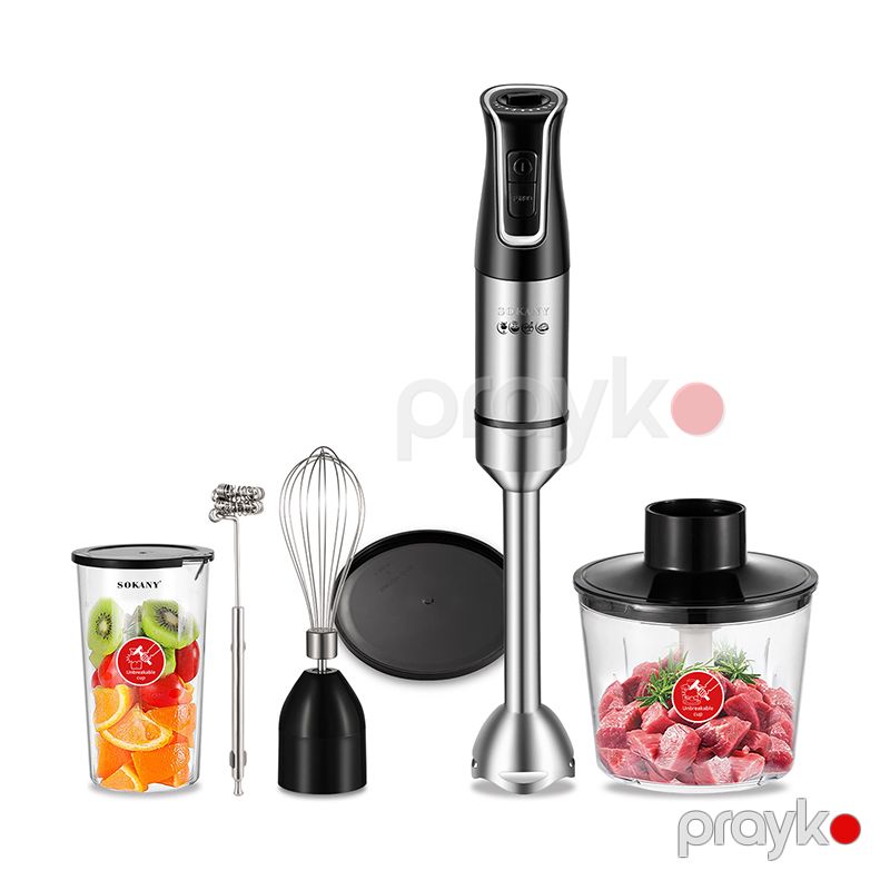 Sokany sk-02029 1200 Vt əl blender 5-i 1-də əl blender, Paslanmayan polad bıçaqlı əl blender, 700 ml mikser, 500 ml — Blenderlər, xırdalayanlar və mikserlər, Bakı (2)