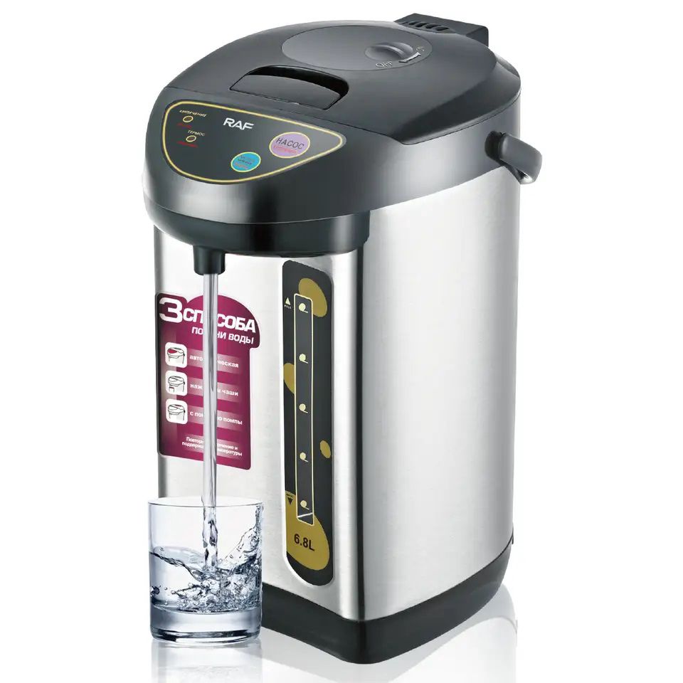 Elektrikli RAF R.7905 Termostatik Çaydan 6.8L Tutumunda Təhlükəsizlik Kilidi Özəlliyi İlə Peşəkar RAF Qəhvə Çay Dəmləyicisi Termopot — Samovarlar, Bakı