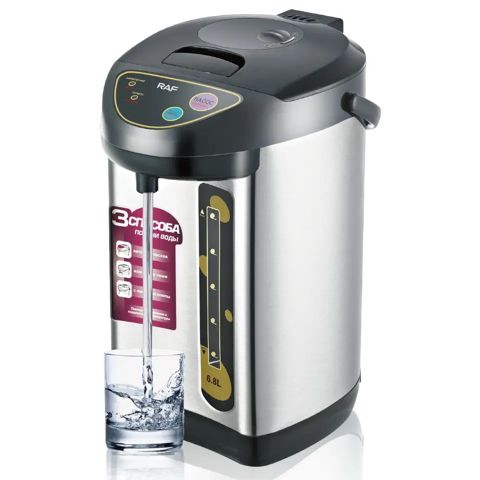 Elektrikli RAF R.7905 Termostatik Çaydan 6.8L Tutumunda Təhlükəsizlik Kilidi Özəlliyi İlə Peşəkar RAF Qəhvə Çay Dəmləyicisi Termopot — Samovarlar