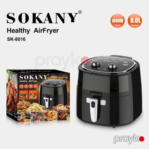 Elektrikli Sokany Hava Fritözü Yağsız Bişirmə Texnologiyası 1800W 8 Litr Tutumlu 220V — Bakı