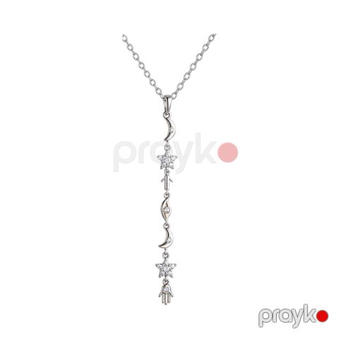 Qadınlar üçün kulonlu zəncir, Gümüşü, Polad, 450 mm — Bakı