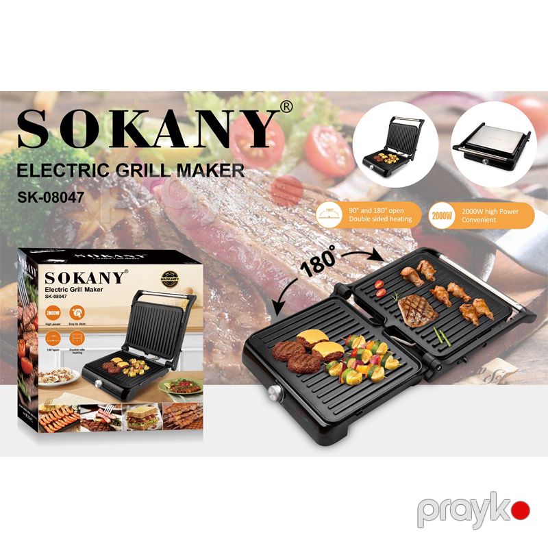 Sokany SK-08047 - Qril Cihazı, 2000W Yüksək Güclü Tənzimlənən 4 Dilimli Sendviç Qril Cihazı Qril — Toster və vaflyasıcı, Bakı (6)
