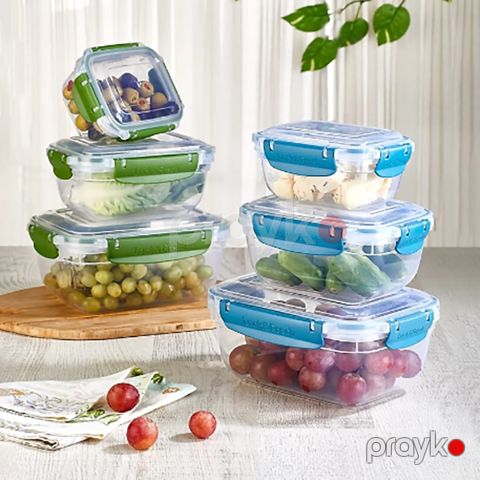 3 Ədəd Səffaf Lock & Fresh Saxlama Qabı 400 Ml, 800 Ml, 1400 Ml Müxtəlif Ölçüdə Su Sızdırmaz Plastik Qab — Bakı