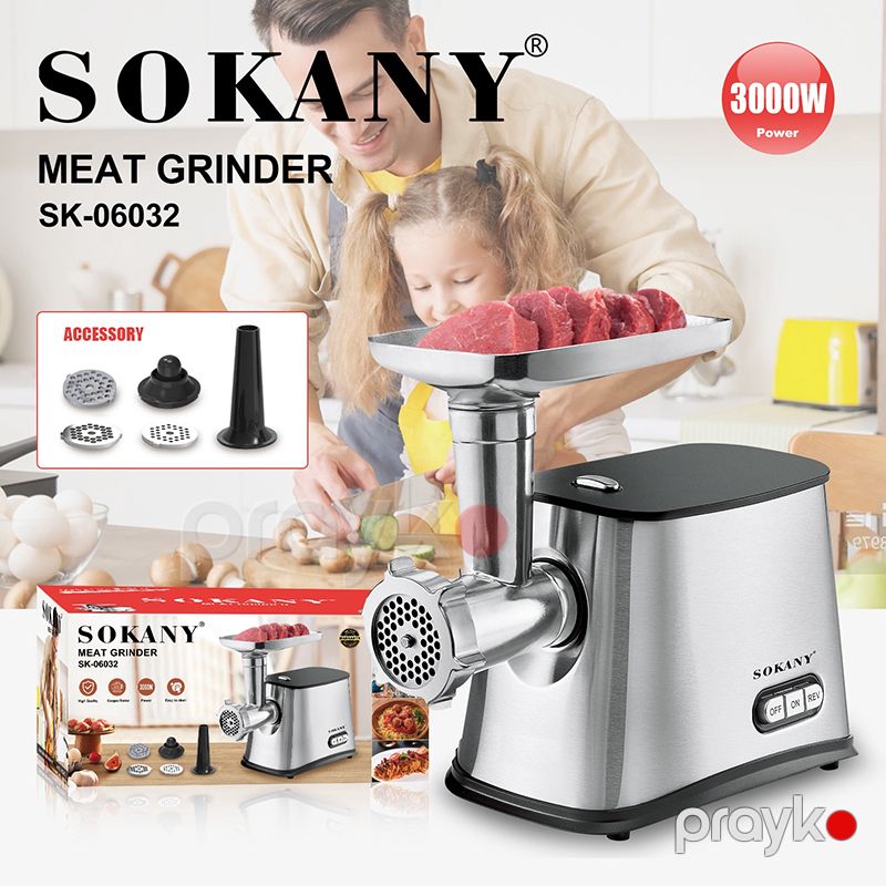 Sokany SK-06032 Paslanmayan Polad Elektrikli Ətçəkən 3000W güclü ət çəkən maşını — Digər mətbəx texnikası, Bakı (2)
