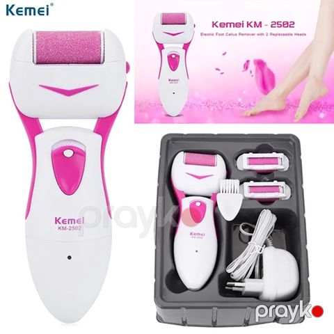 Kemei KM-2502X Elektrikli Ayaq Baxım Aləti Təkrar Doldurula Bilən Çəhrayı Ayaq Pedikür Kallus Təmizləyicisi Daban Təmizləyici — Bakı