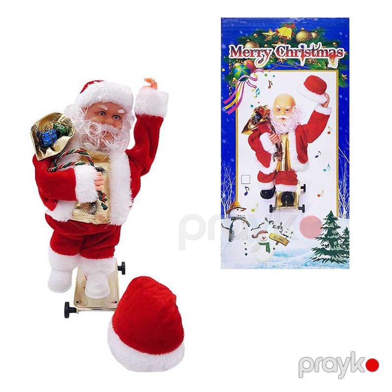 Şaxta Baba Skeyt BB 238-16 Milad Ağacı Oyuncaqları Oyuncaq Şaxta Baba Heykəli Musiqili Skeyt Sürən Santa claus — Mallar, Bakı (5)