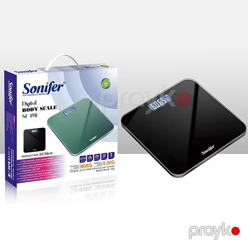 Sonifer SF-1911 LED Ekrana Sahib 180 kq-a Qədər Çəki Üçün Elektron Döşəmə Tərəzisi Ev Üçün Rəqəmsal Şüşə Məişət Tərəzisi — Tərəzi, Bakı (4)