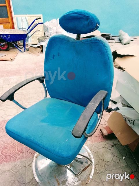 Bərbər/kosmetologiya kreslosu - Parça örtüklü, mavi rəng — Xırdalan