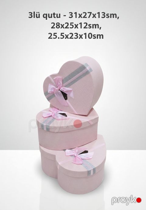 Hədiyyəli qutu dəsti 40398990, karton, çəhrayı, 3 əd, 31x27x13/28x25x12/25.5х23х10 sm — Bakı