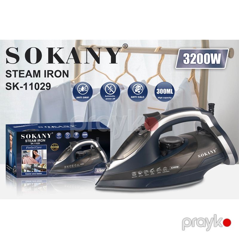 Sokany SK-11029 - Ütü, 3200W Güc, 300 ml Su Çənli, Buxar Tənzimləməli və Şaquli Buxar Funksiyalı Keramika Ütü — Ev texnikası, Bakı (5)