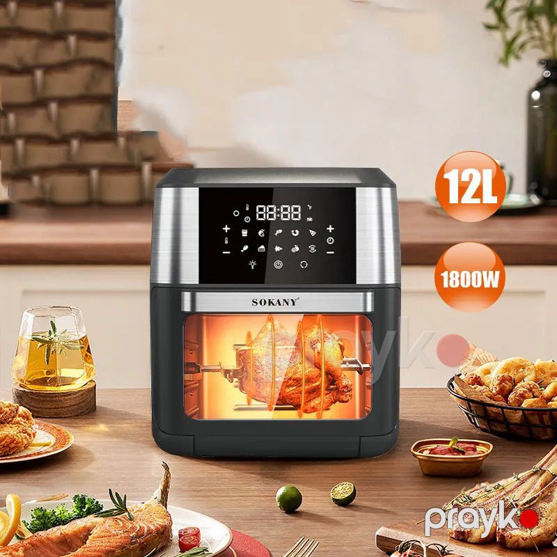 Sokany Rəqəmsal 12l Tutumlu Hava Fritöz Yeni Dizaynda 1800W Sensor Ekranlı Menyu Və Yağsız Bişirmə Özəllikli Air Fryer — Digər mətbəx texnikası, Bakı (4)
