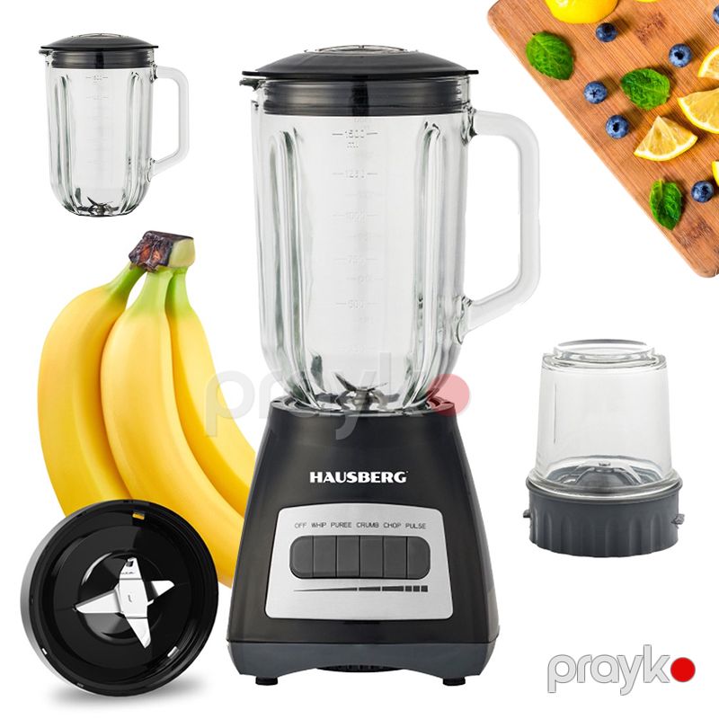 Smoothie Blender Hausberg HB-7772NG 4 Sürətli Paslanmayan Polad Bıçaqlı 1.5L Şüşə Blender — Blenderlər, xırdalayanlar və mikserlər, Bakı (2)