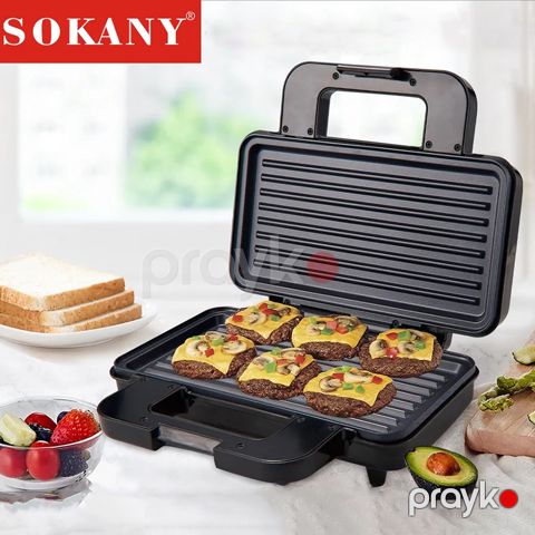 Elektrik Sokany Vafli Hazırlayan Maşın SK-BBQ-227 Elektrikli Yapışmayan Led İşıqlı Qril Toster Sendviç Maşını 1000W — Bakı