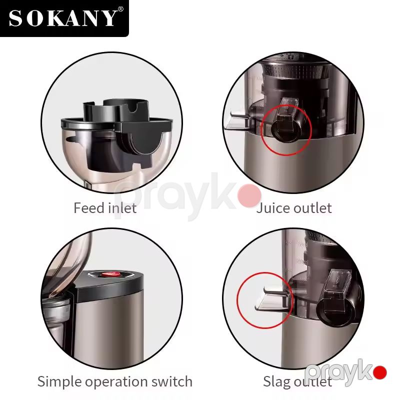 Sokany SK-27 - Şirəçəkən Elektrikli İki Ötürücülü Avtomatik Meyvə Şirəsi Sıxan Aşağı Səs-küylü 150W Güc — Digər mətbəx texnikası, Bakı (3)