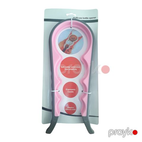 Qapaq üçün çoxfunksiyalı açıcı K640, 4 bölməli, silikon/plastik, çəhrayı/boz — Bakı