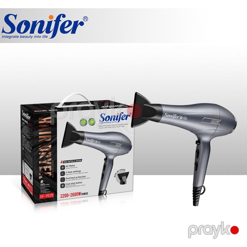 Sonifer SF-9535 - Hava Feni, Sürətli Elektrikli Güclü Saç Qurutma Maşını, 2600W Güc — Fən, Bakı (3)