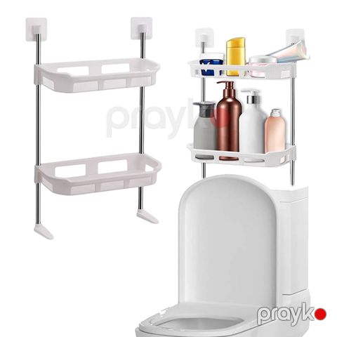 Hamam Üçün Plastik Çoxfunksiyalı Saxlama Rəfi Hamam Divar Rəfi İki Pilləli Saxlama Rafı Tualet Üstü Hamam Rəfi — Bakı