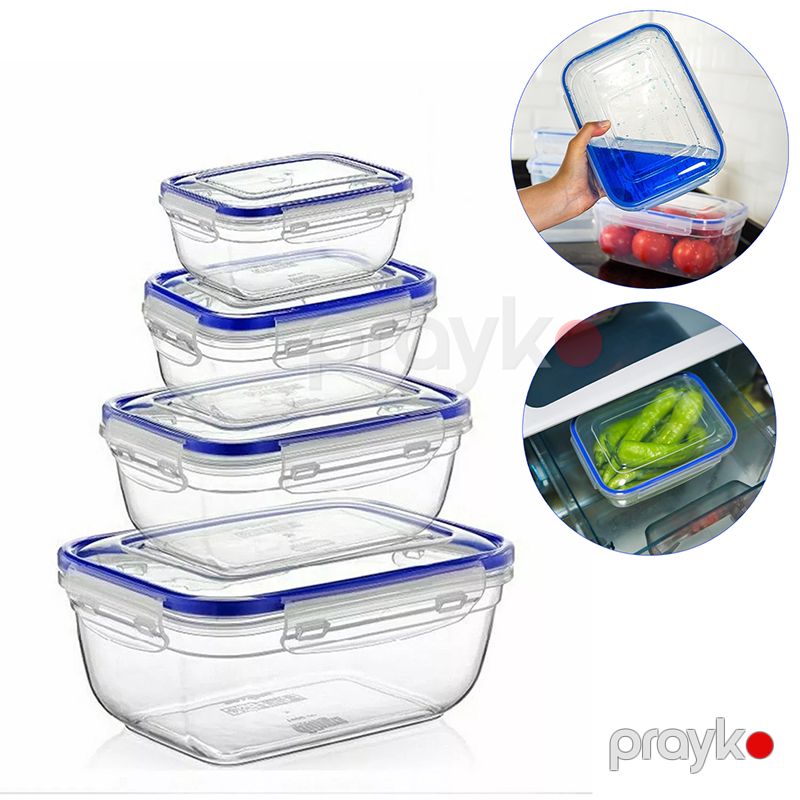 Hermetik Düzbucaqlı Saxlama Qabı Dəsti 400-800-1400-2300ml Plastik Sızdırmaz Qida Saxlama Konteyneri Şəffaf 4 Ədəd — Qablar və mətbəx əşyaları, Bakı (3)