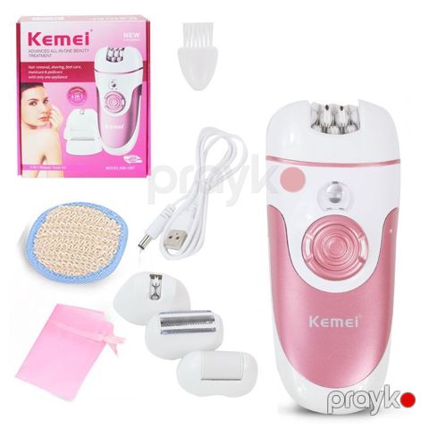 Kemei Yüksək Keyfiyyətli 4-ü 1 Arada Çoxfunksiyalı Epilyator Davamlı Bıçaq Başlığı USB Şarj Edilə Bilən Elektrikli Bədən Epilyator — Bakı