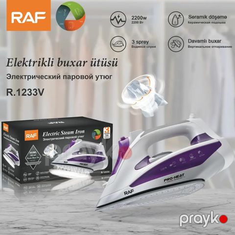 Yüksək keyfiyyəli Çoxfunksiyalı RAF Buxarlı Ütü 2200 W Gücə Məxsus Professional R.1233 Buxar Ütüsü 220 Vt — Bakı