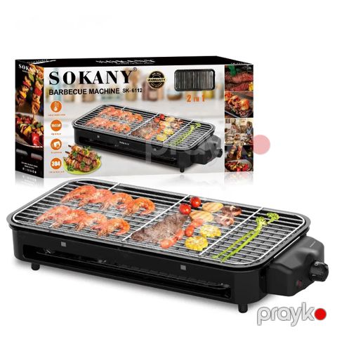 Sokany Çoxfunksiyalı Eıeltrikli Barbekü Qril Manqal 1500W Gücündə Yapışmaz Oda Davamlı Yapışmayaz Polad Örtük — Bakı