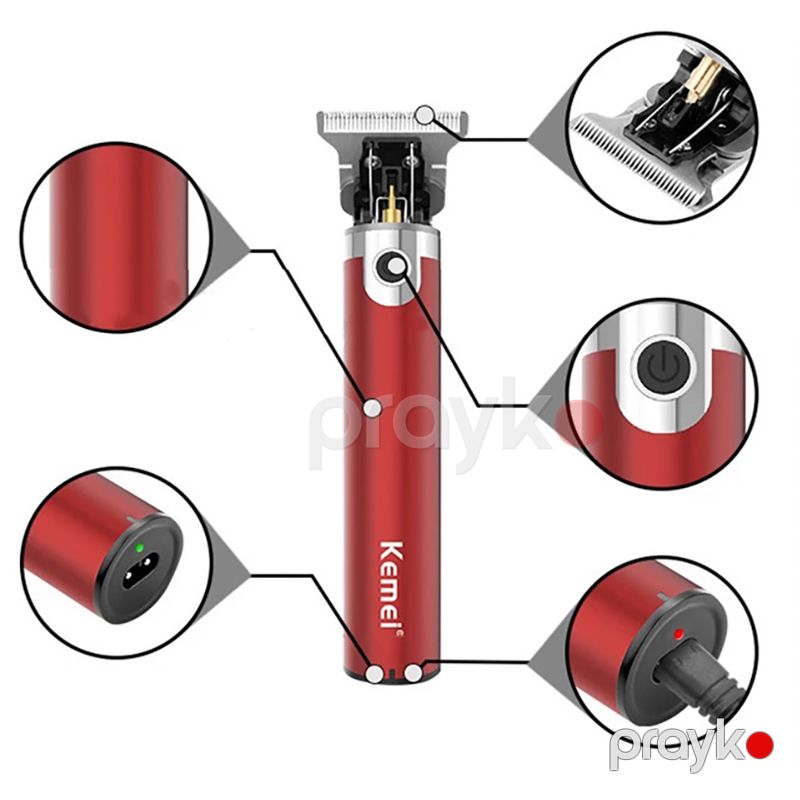 Kemei Professional Elektrikli Saç Qırxan Maşinka Simsiz Saç Kəşmə Maşını Polad Saç Kəsmə Trimmeri — Usturalar, trimmerler və epilyatorlar, Bakı (3)