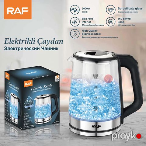 Səyahət Üçün İdeal Elektrikli RAF Şüşə Çaydan Çay Qəhvə Dəmləyicisi 2.3L Portativ Elektrik Ağıllı Şüşə Çaydanı — Bakı