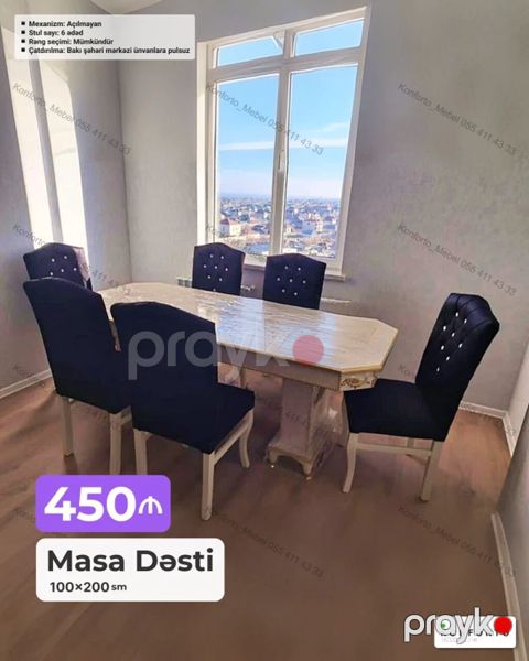 Masa dəsti – 100×200 sm - Qonaq otağı və yemək otaqları üçün elegant — Bakı