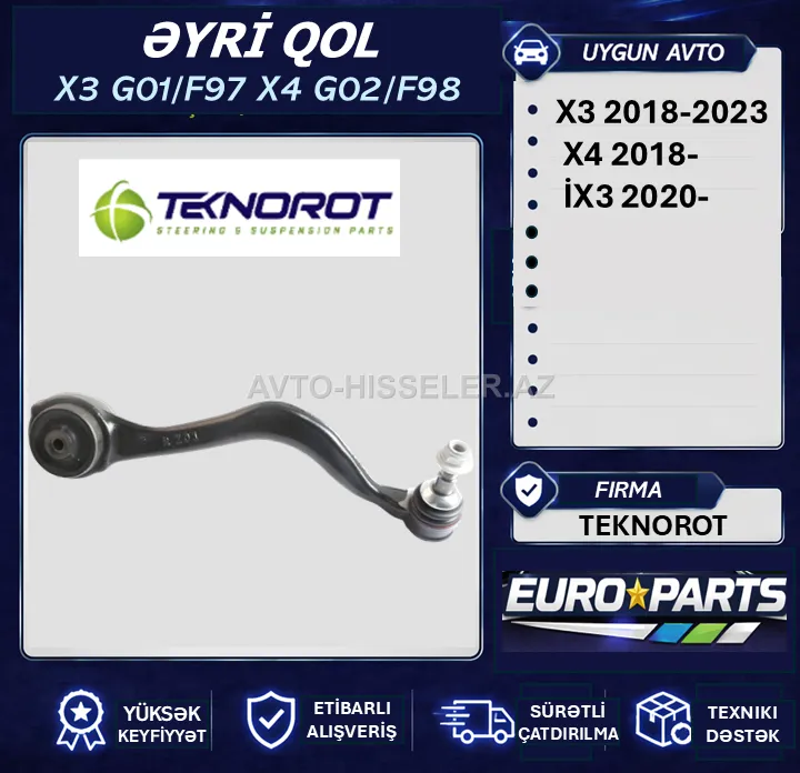 BMW X3 G01 / F97 – X4 G02 / F98 Əyri Qol — Bakı