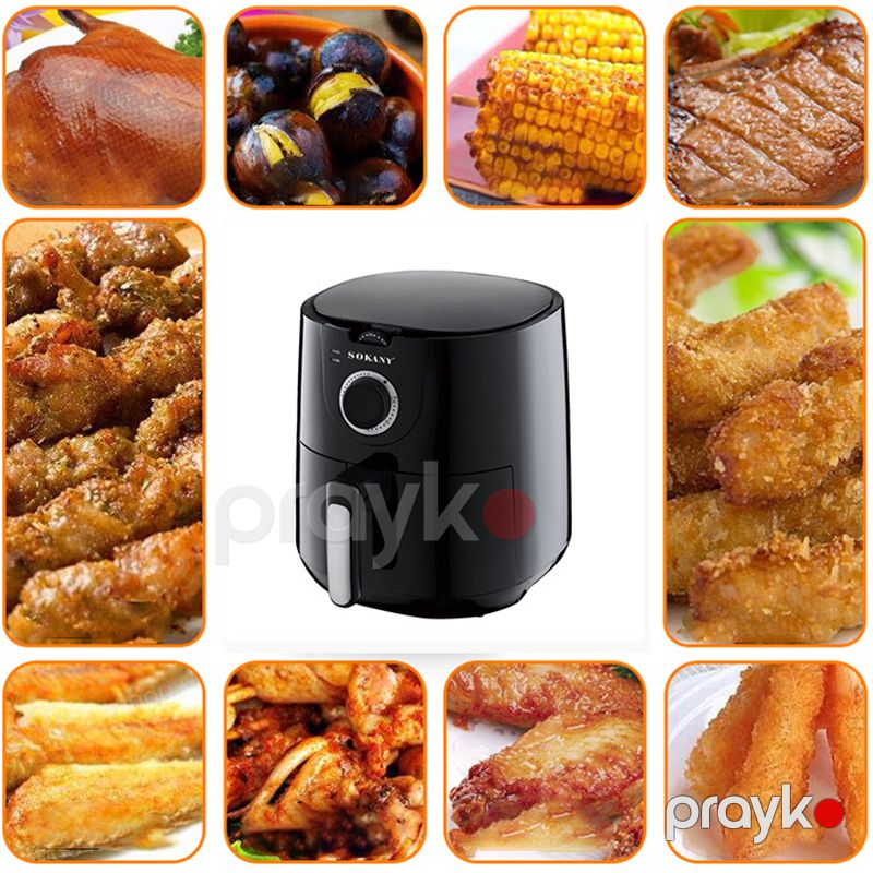 Üstün Keyfiyyətli Sokany Hava Fritözü 5l Tutuma Sahib Çoxfunksiyalı Air Fryer 1500W Gücündə Tənzimlənən Termostat Nəzarəti — Digər mətbəx texnikası, Bakı (6)